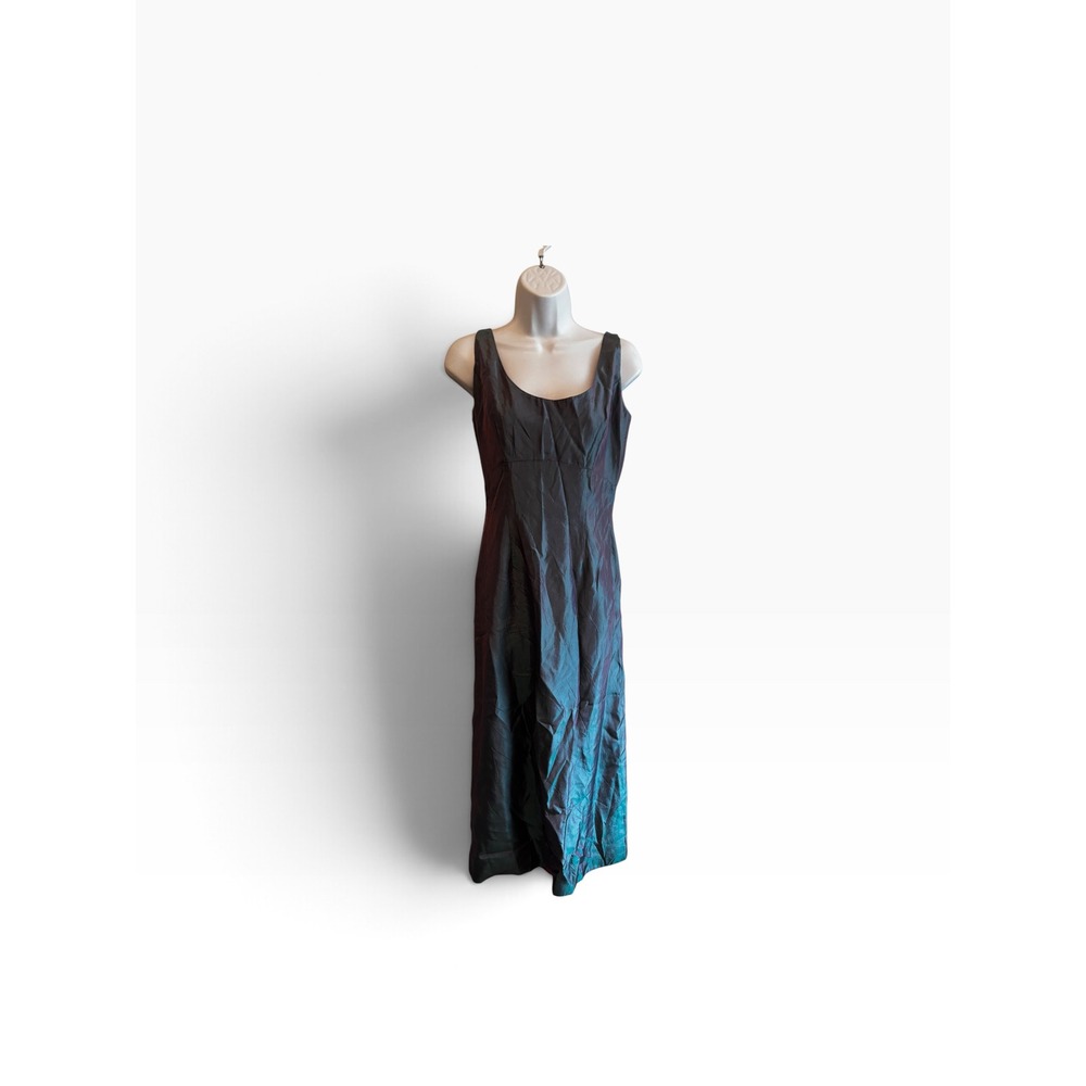 Vintage 90s Watters Iridescent Blue Purple Chameleon Mermaid Dress V-Back Prom 8
